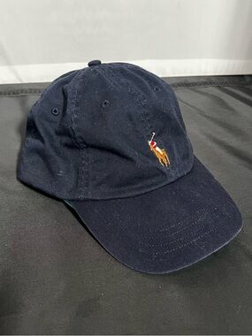 Polo Ralph Lauren Flesh Pony Blue Baseball Cap Hat Adjustable Strap Cotton Chino